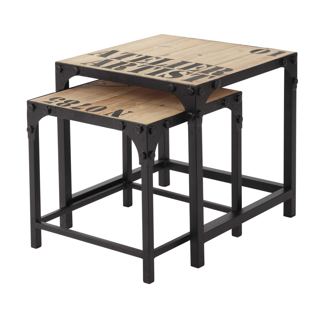 2 tavoli bassi stile industriale in legno e metallo l 45 cm docks ... Scrivania in legno e metallo