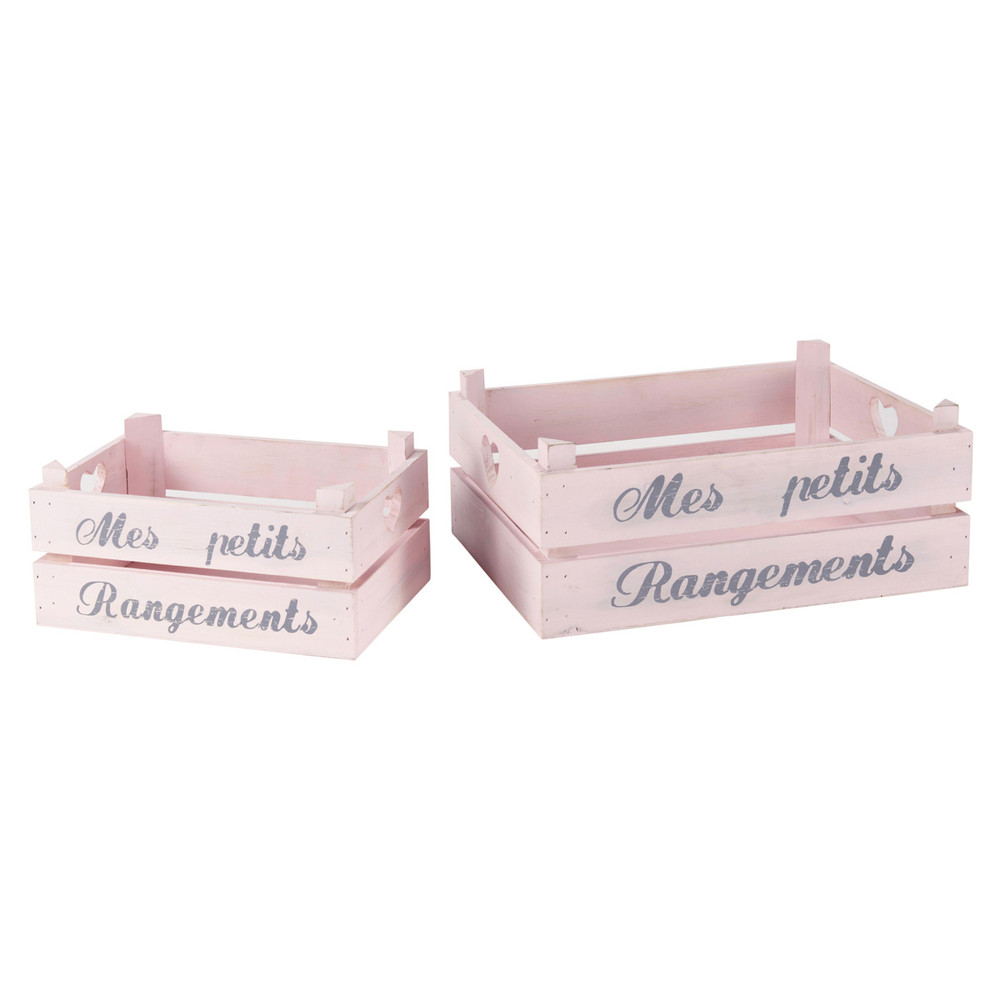 Home dekoration kinder 2 teiliges holzkisten set pastell