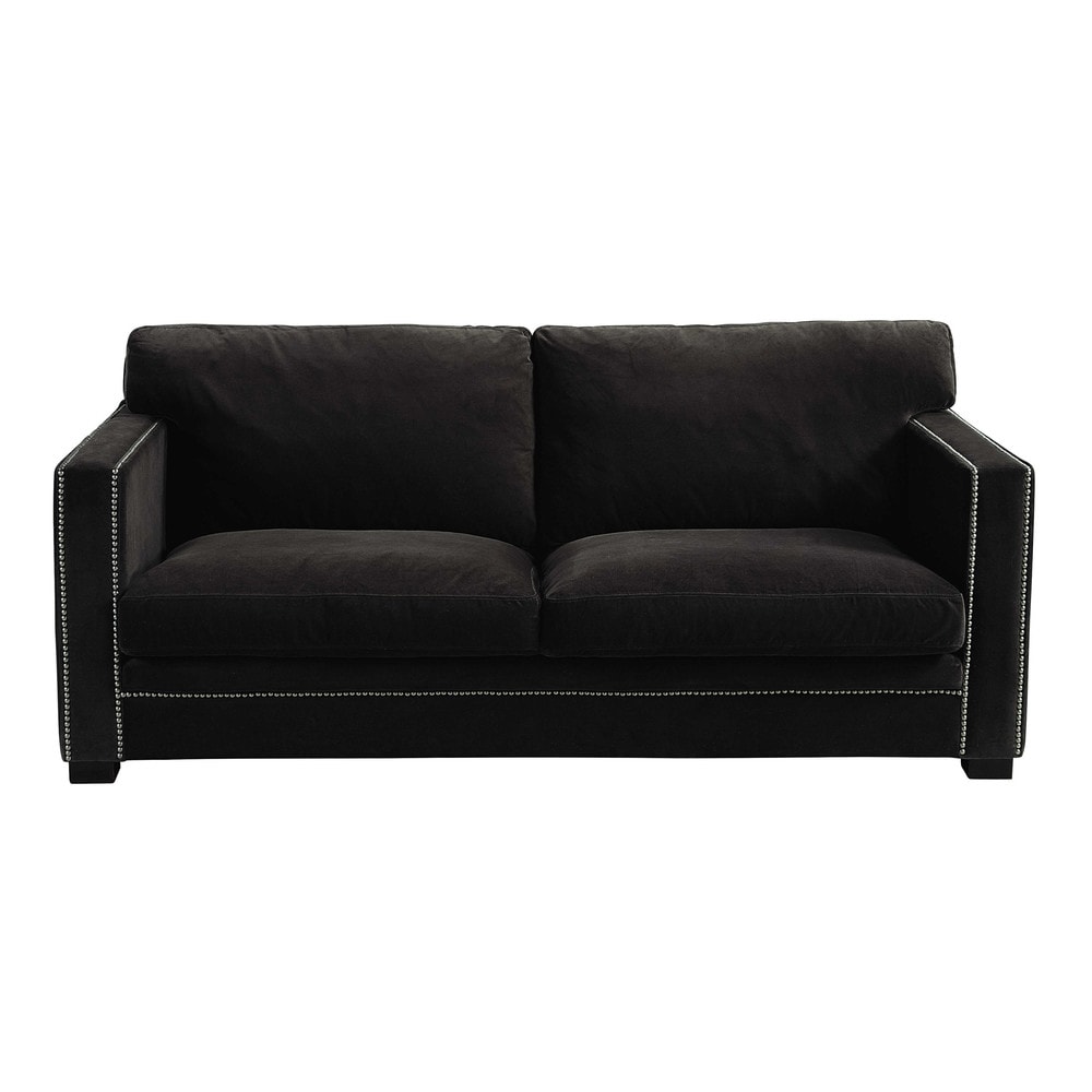 3/4 seater velvet sofa in charcoal grey Dandy Maisons du Monde