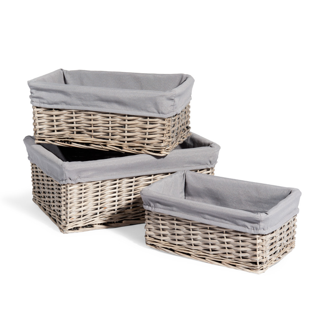 3 cestos de fibra natural blancos OUESSANT | Maisons du Monde