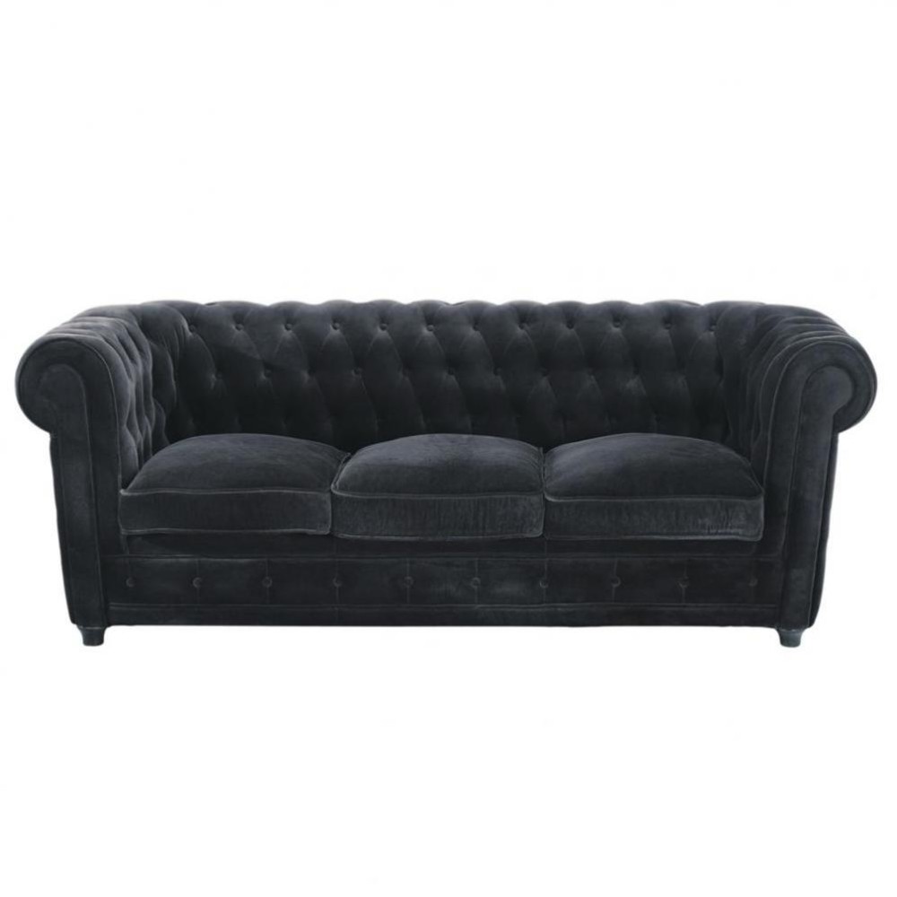 3seat black velvet sofa Chesterfield Chesterfield Maisons du Monde