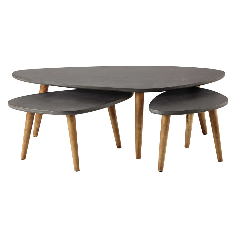 3 wooden coffee tables in grey W 50cm120cm Cleveland Maisons du Monde -> Tables Basses Gigognes 3 wooden coffee tables in grey W 50cm120cm Cleveland Maisons du Monde -> Tables Basses Gigognes