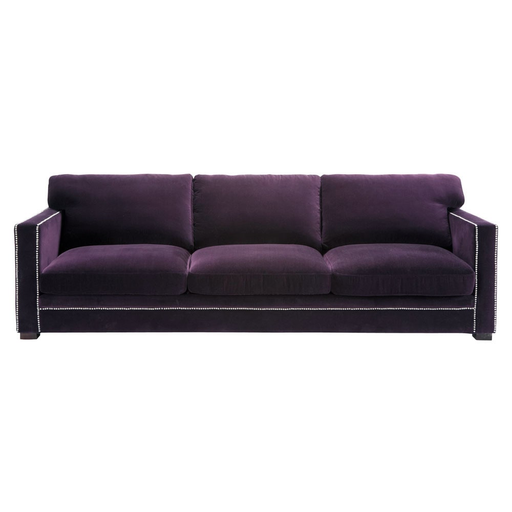 4/5 seater velvet sofa in aubergine Dandy Maisons du Monde