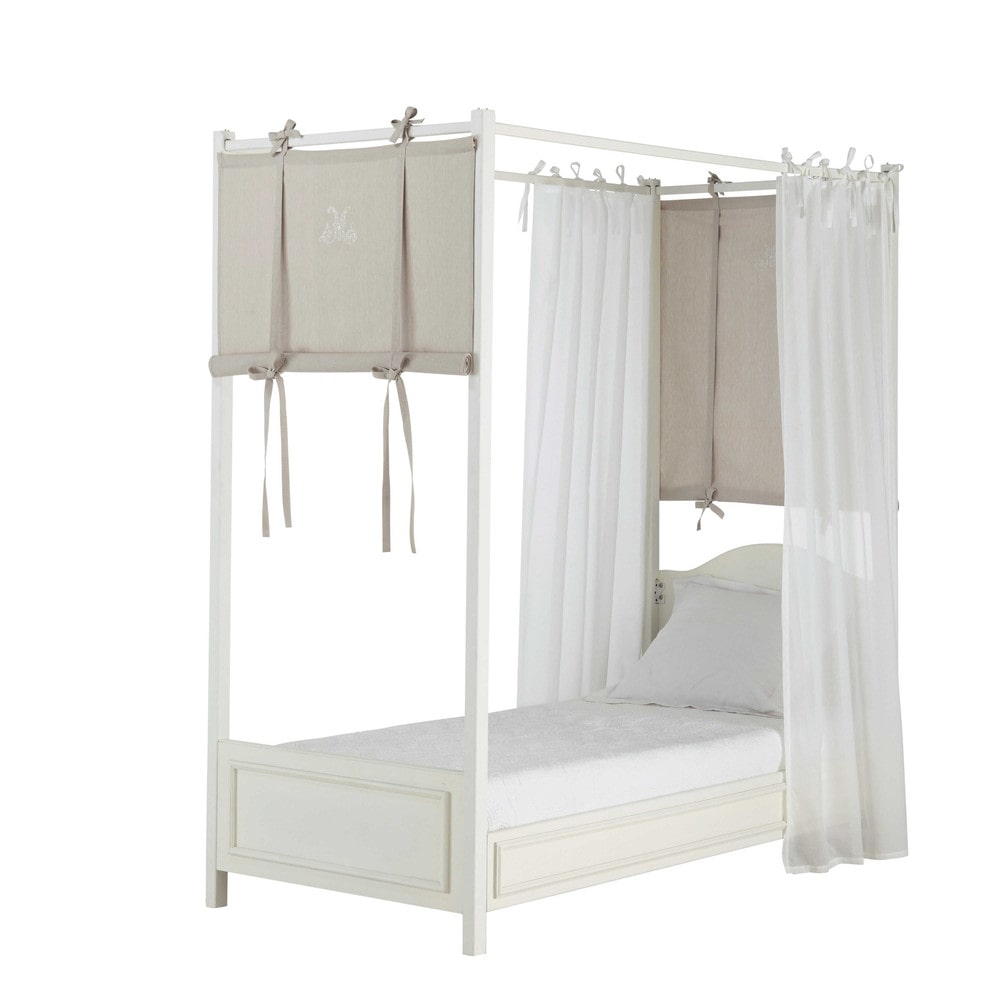 4 tende per baldacchino in cotone bianco/talpa h 150 cm manosque ...