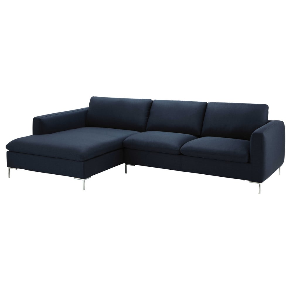 5 Seater Fabric Corner Sofa In Midnight Blue City