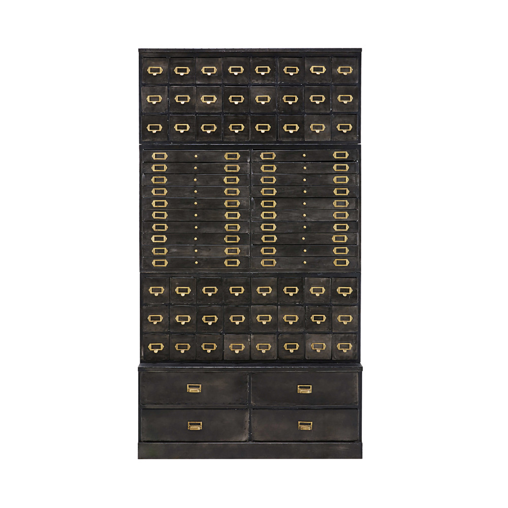 Antique black metal storage with 72 drawers Officine Maisons