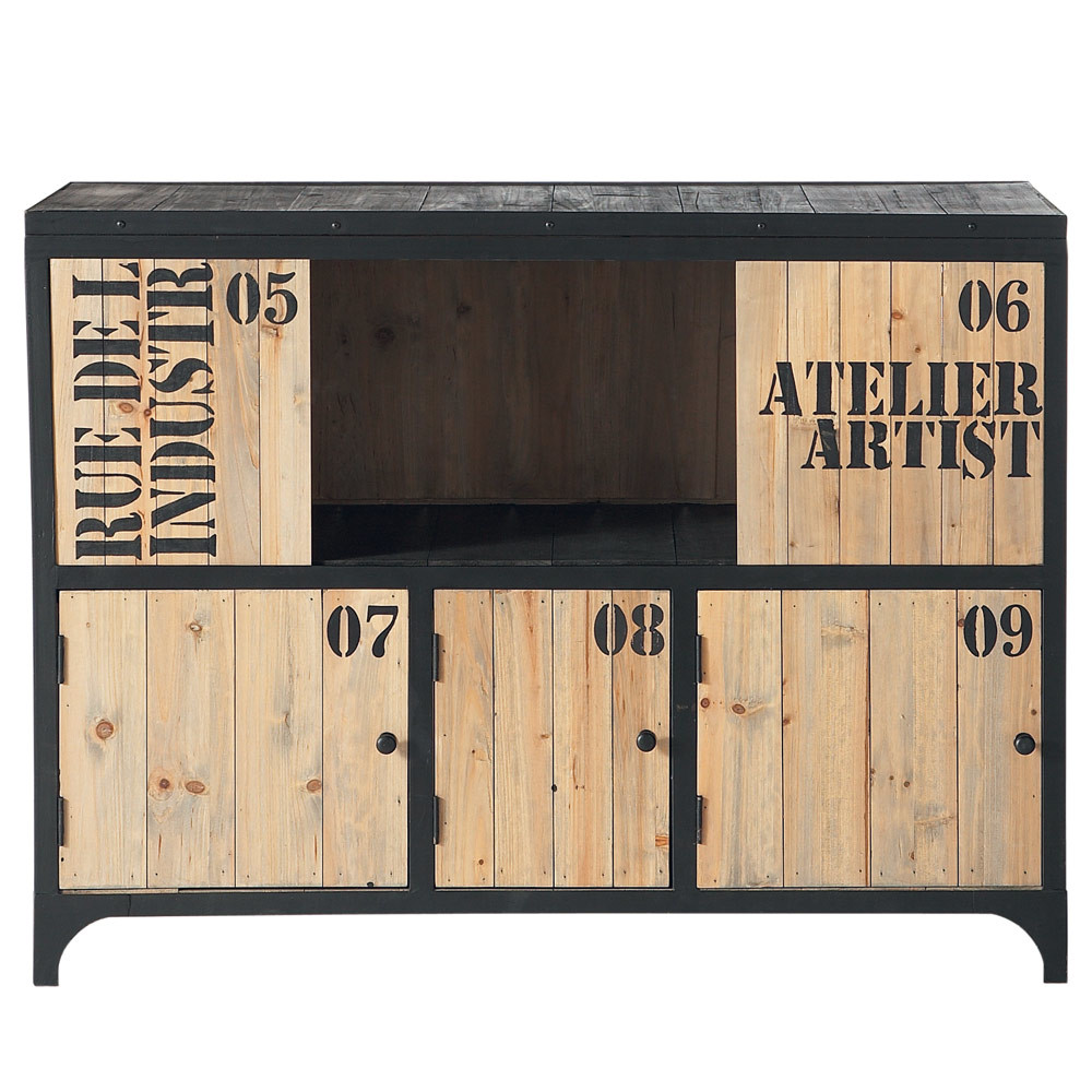 Aparador de metal negro An 110 cm Docks Maisons du Monde Aparador Buffet Madeira ~ Aparador de metal negro An 110 cm Docks Maisons du Monde