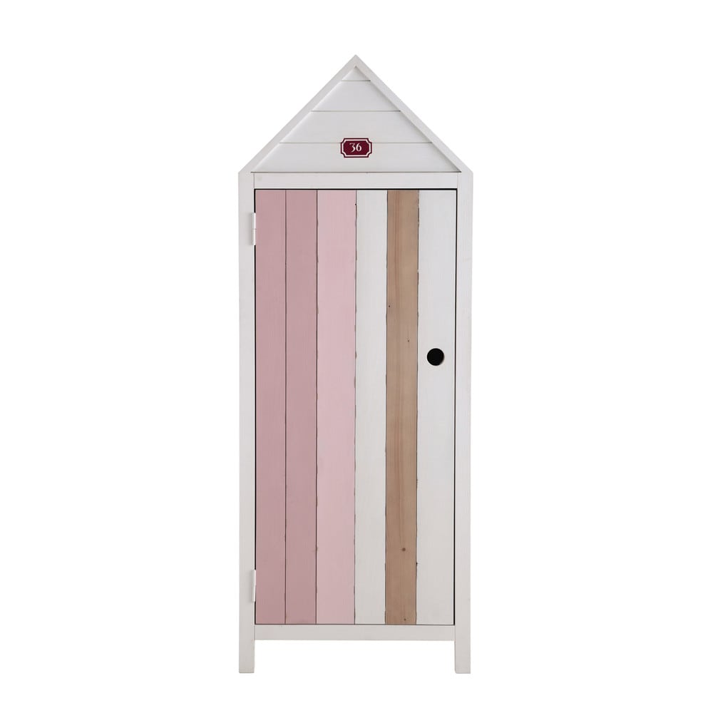 Armoire enfant cabine de plage en bois rose L 60 cm Violette Maisons