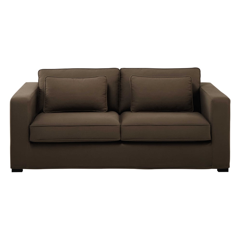 Ausziehbares 23SitzerSofa aus Baumwolle, hellgrau -> Quadratisches Sofa Ausziehbares 23SitzerSofa aus Baumwolle, hellgrau -> Quadratisches Sofa