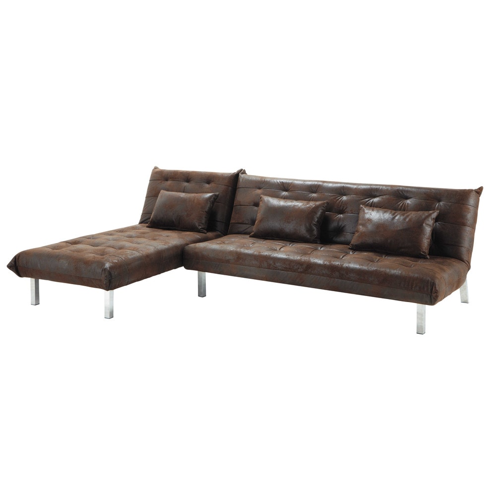 Luxus Gartenmobel Teak : Sofas › Ausziehbares Ecksofa 4Sitzer aus Kunstleder, braun MAX Luxus Gartenmobel Teak : Sofas › Ausziehbares Ecksofa 4Sitzer aus Kunstleder, braun MAX