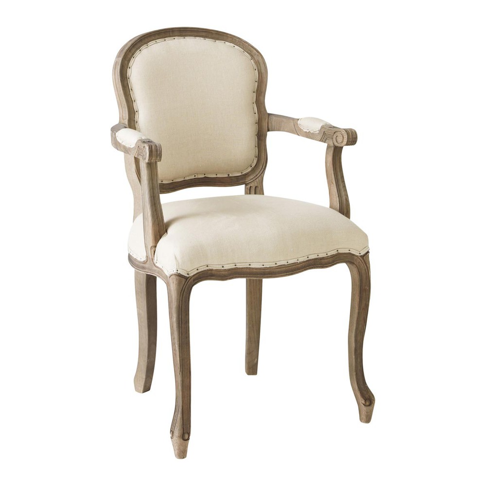 Beige Linen Cabriolet Armchair Versailles Maisons du Monde