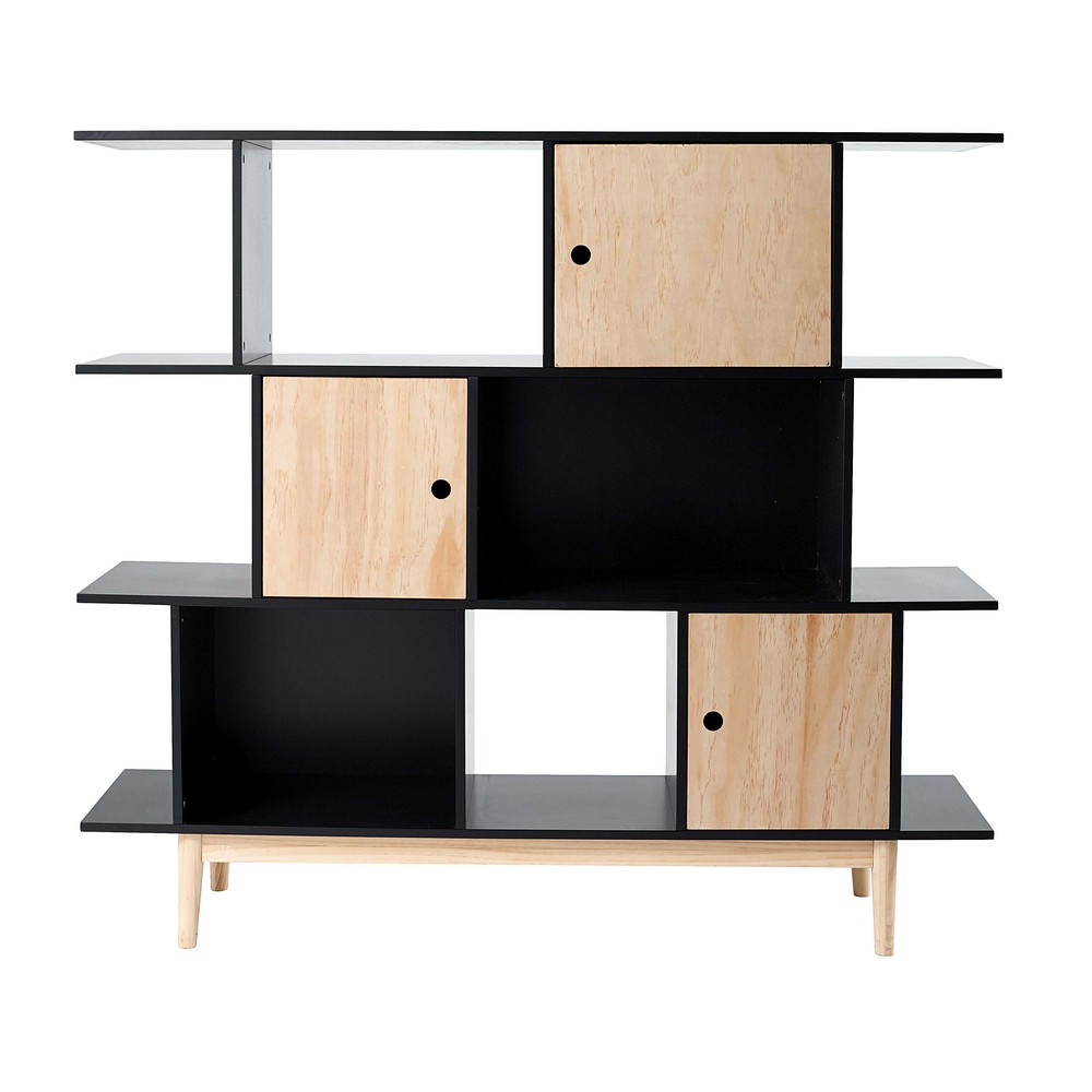Black wooden bookcase L 145 cm Happy Maisons du Monde