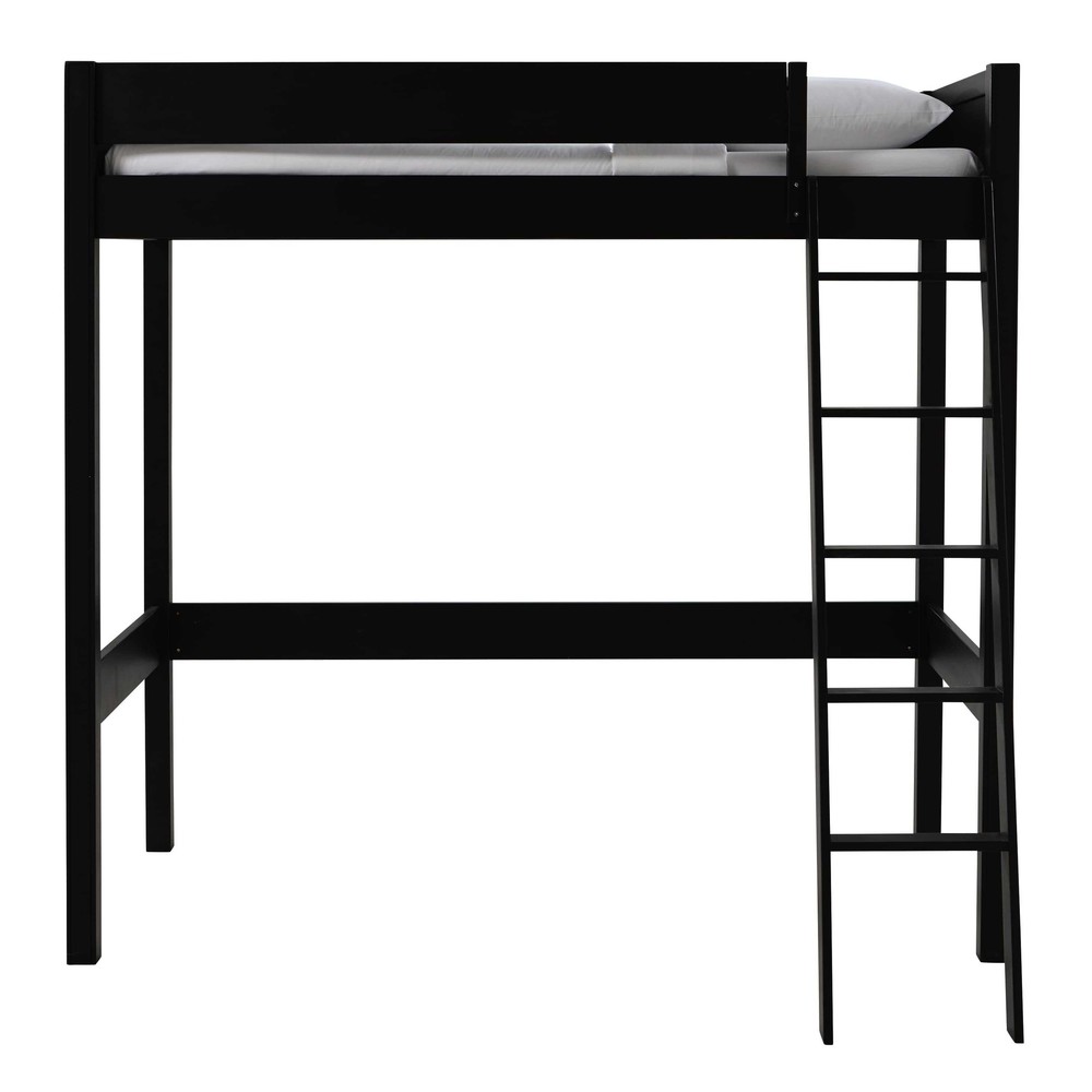 Black wooden loft bed 90 x 190 cm Newport Maisons du Monde