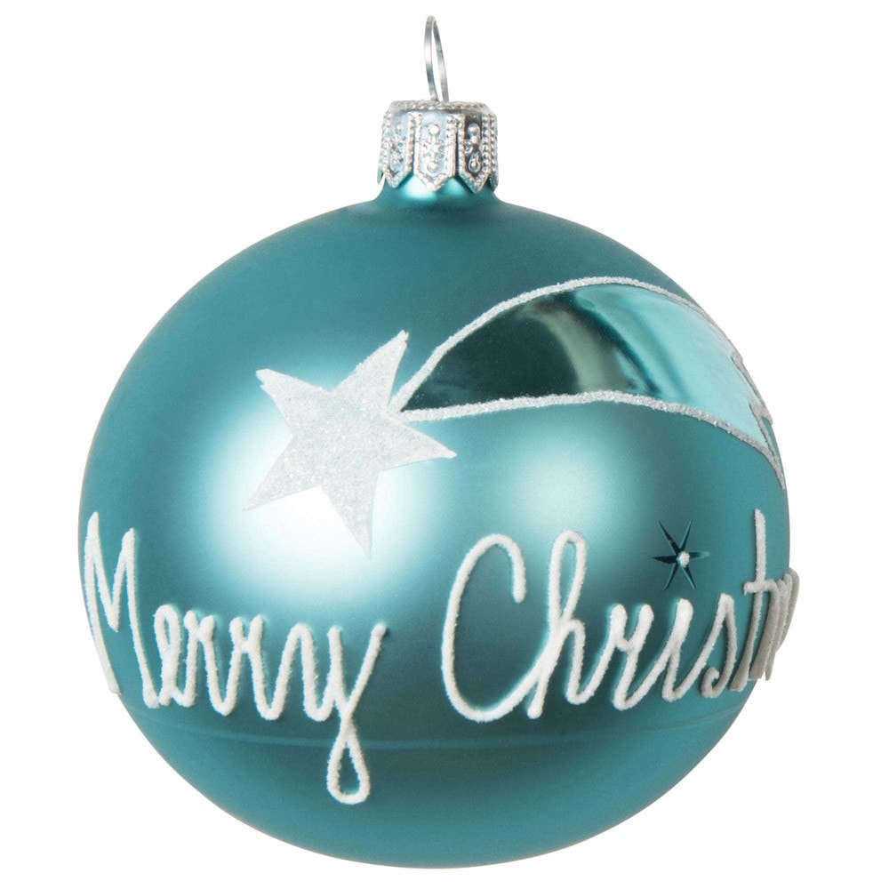 Boule de Noël bleue Merry Christmas en verre 7 cm VINTAGE | Maisons du Monde