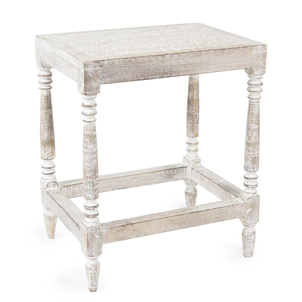 Canape En Bois Blanc : de canap?s et gu?ridons ? Bout de canap? en bois blanchi H 34 cm Canape En Bois Blanc : de canap?s et gu?ridons ? Bout de canap? en bois blanchi H 34 cm