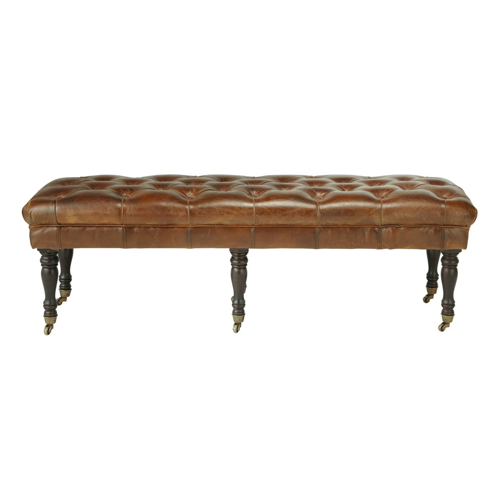bout de lit capitonn 233 224 roulettes vintage en bois et cuir bout de lit capitonn 233 224 roulettes vintage en bois et cuir