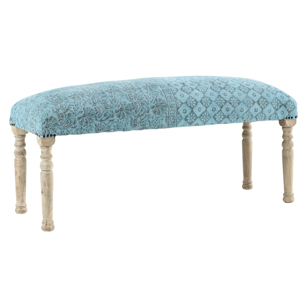 Bout de lit en coton bleu L 122 cm Romeo Maisons du Monde Bout de lit en coton bleu L 122 cm Romeo Maisons du Monde