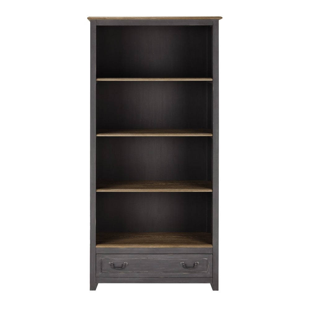 Bücherregal aus Holz, B 90 cm, grau Honorine Maisons du ~ Bücherregal aus Holz, B 90 cm, grau Honorine Maisons du ~ Bücherregal Dekorativ Einräumen