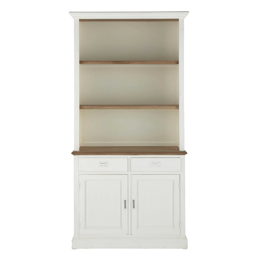 Bücherregal aus Paulownienholz, B 110 cm, weiß Leandre ~ Bücherregal aus Paulownienholz, B 110 cm, weiß Leandre ~ Bücherregal Dekorativ Einräumen