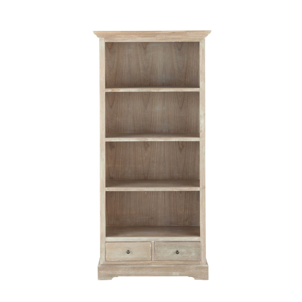 Bücherregal aus Paulownienholz, B 85 cm, grau Cavaillo ~ Bücherregal aus Paulownienholz, B 85 cm, grau Cavaillo ~ Bücherregal Dekorativ Einräumen