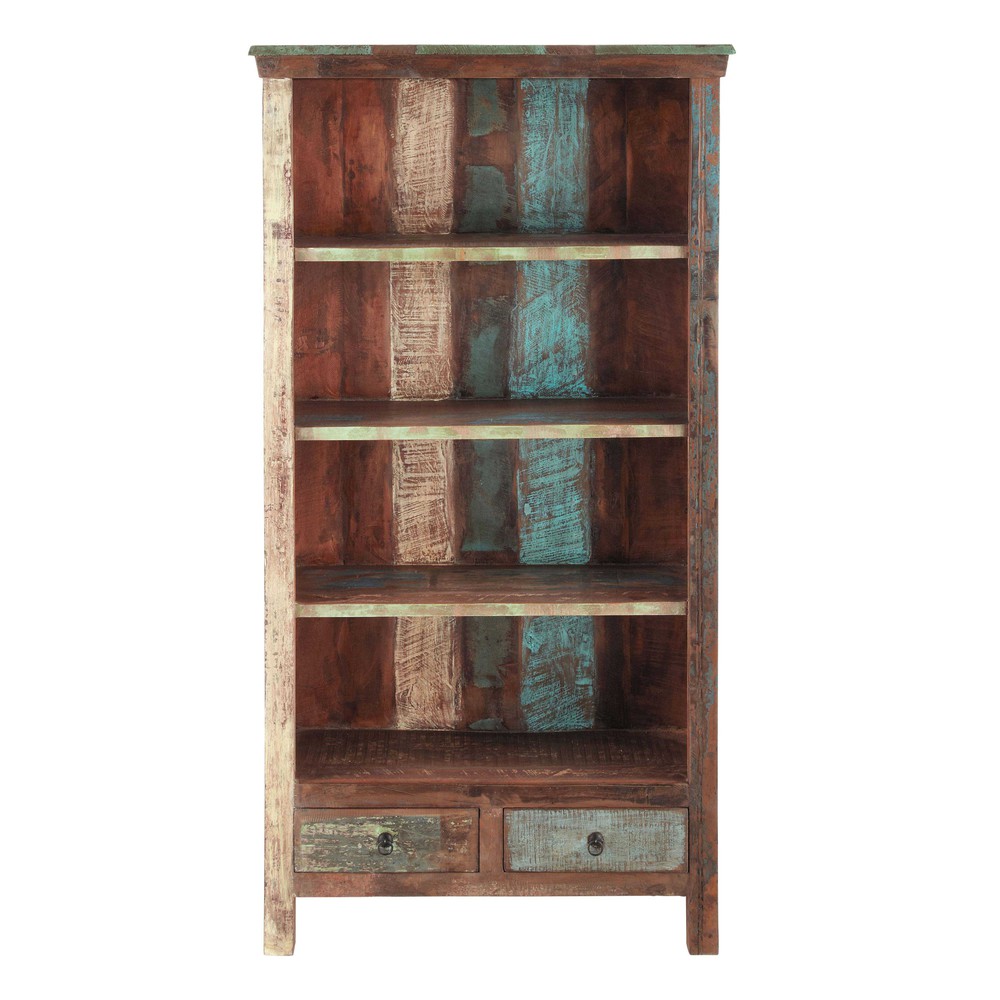 Bücherregal aus Recyclingholz, B 96 cm Calanque Maisons ~ Bücherregal aus Recyclingholz, B 96 cm Calanque Maisons ~ Bücherregal Dekorativ Einräumen