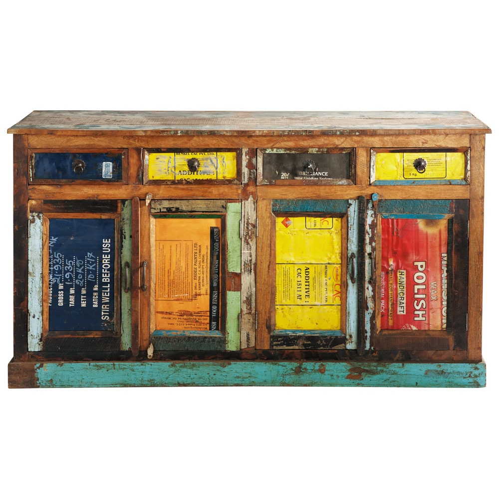 Buffet en bois recyclé multicolore L 165 cm Récup Maisons du Monde Armário Multiuso Nas Casas Bahia ~ Buffet en bois recyclé multicolore L 165 cm Récup Maisons du Monde
