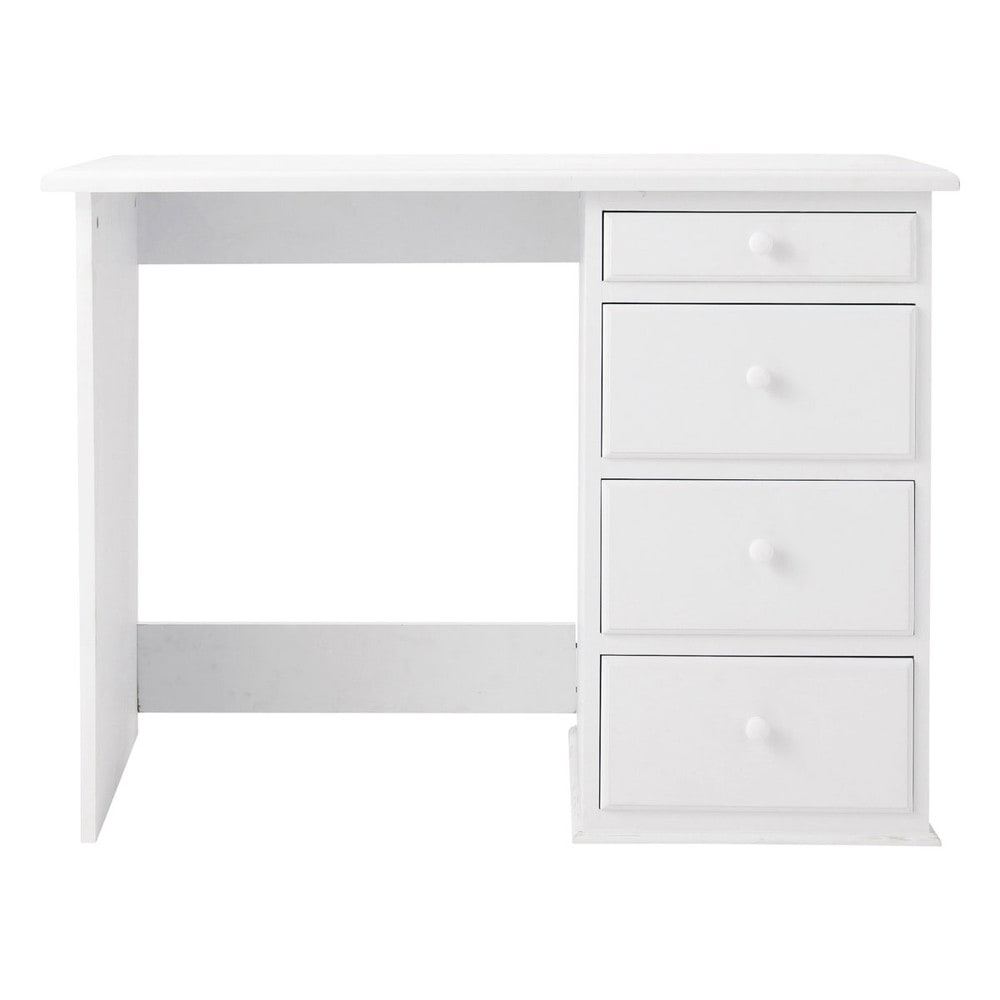 Bureau Bois Blanc : meubles ? Sp?cial blanc ? Bureau en bois blanc L 105 cm PASTEL Bureau Bois Blanc : meubles ? Sp?cial blanc ? Bureau en bois blanc L 105 cm PASTEL