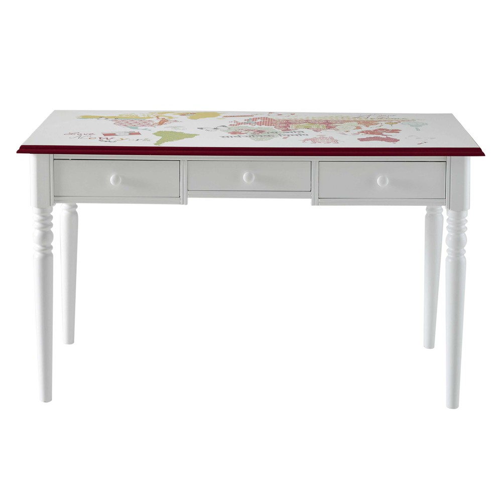 Bureau Bois Blanc : Bureau en bois blanc L 130 cm Pinkplanet Maisons du Monde Bureau Bois Blanc : Bureau en bois blanc L 130 cm Pinkplanet Maisons du Monde
