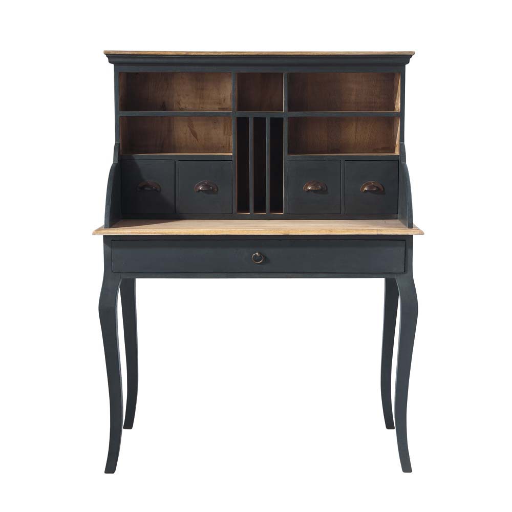 Bureau Noir Et Bois bureau secr 233 taire en bois noir l 102 cm chenonceau Bureau Noir Et Bois bureau secr 233 taire en bois noir l 102 cm chenonceau