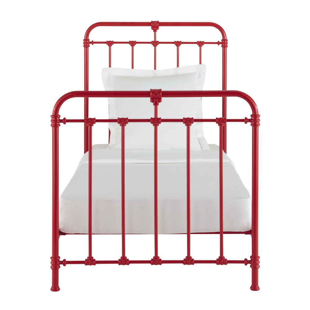 Cama 90 × 190 cm de metal roja Nicolas | Maisons du Monde