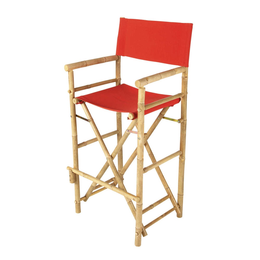 Chaise de bar de jardin en tissu et bambou rouge Robinson Maisons du