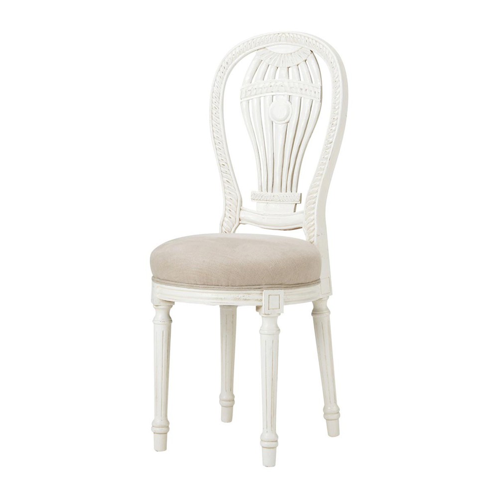 Chaise En Bois Massif : Chaises et housses de chaise ? Chaise en lin et bois massif ANAIS Chaise En Bois Massif : Chaises et housses de chaise ? Chaise en lin et bois massif ANAIS