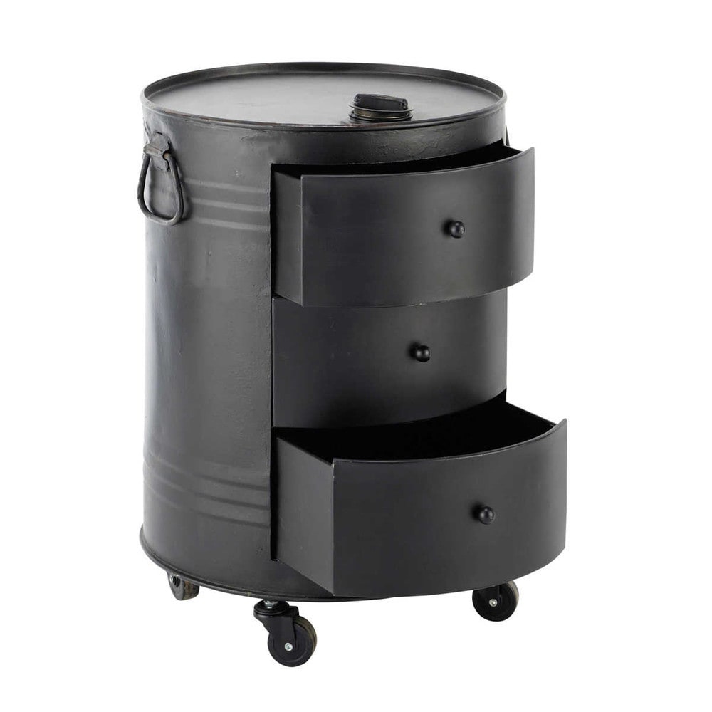 CLARK metal can side table in black W 42cm Maisons du Monde