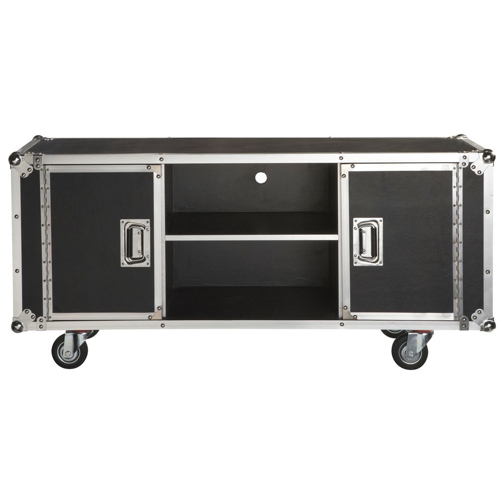 Coated textile TV unit on castors W 130cm Cinema Maisons du Monde