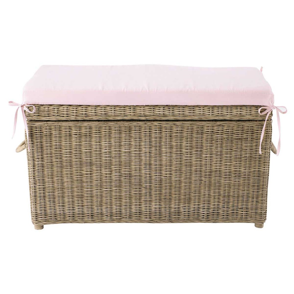 Coffre à jouets rotin rose Pastel | Maisons du Monde