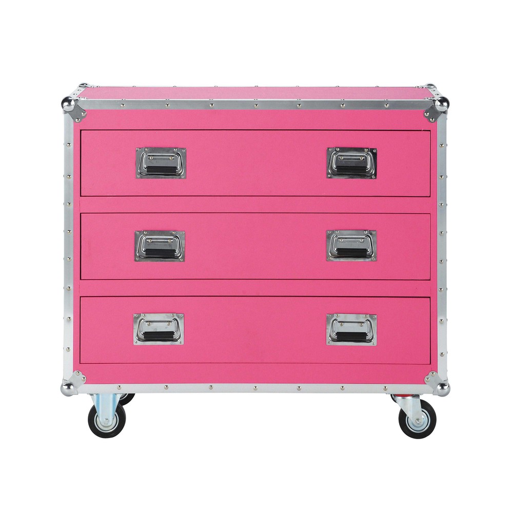 Commode enfant à roulettes en textile enduit rose l 100 cm cinéma ...