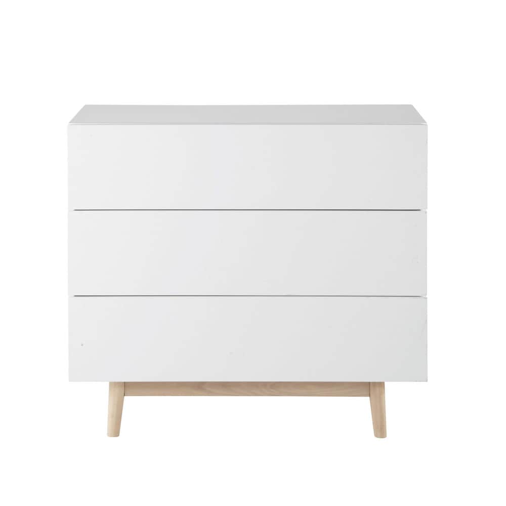 commode vintage bois et blanc