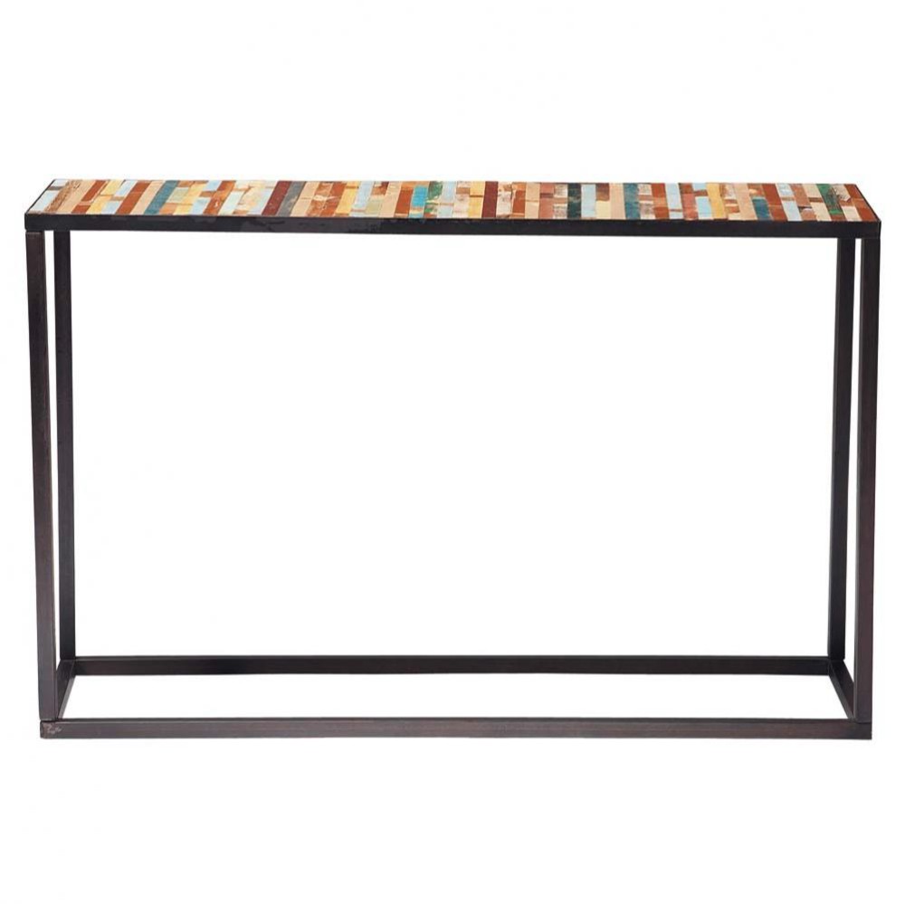 Consola de metal y madera multicolor 120 cm de largo Bahia | Maisons du