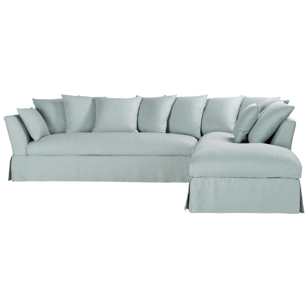 Corner sofa in Blue Grey linen, seats 5 Hamilton Hamilton Maisons