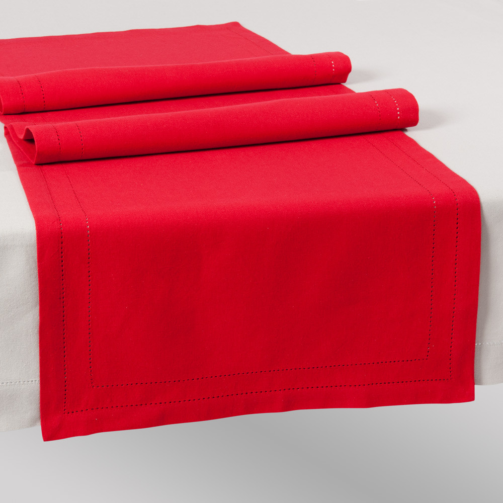 Cotton plain table runner in red L 150cm Maisons du Monde