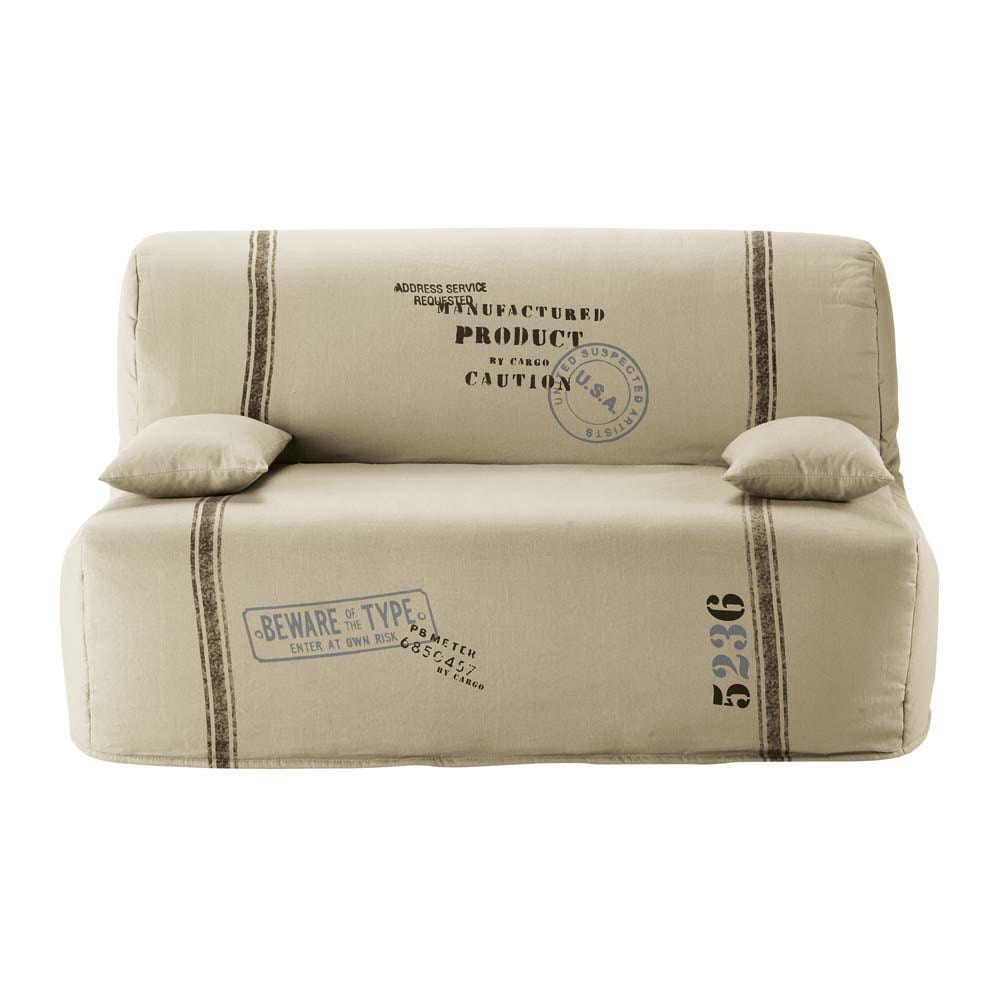 Cotton Zbed sofa cover in beige Elliot Maisons du Monde