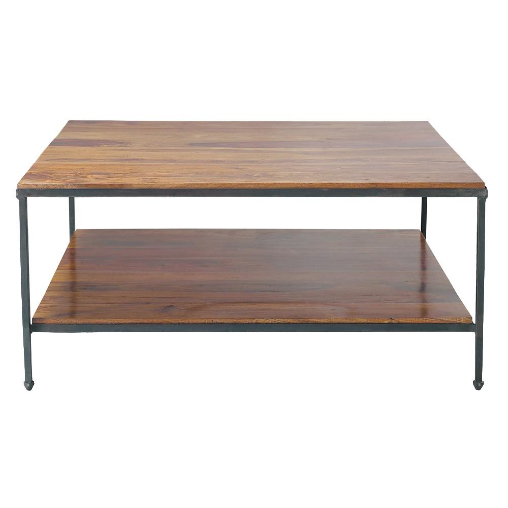 Couchtisch aus massivem sheeshamholz und metall, b 100 cm lubéron ...