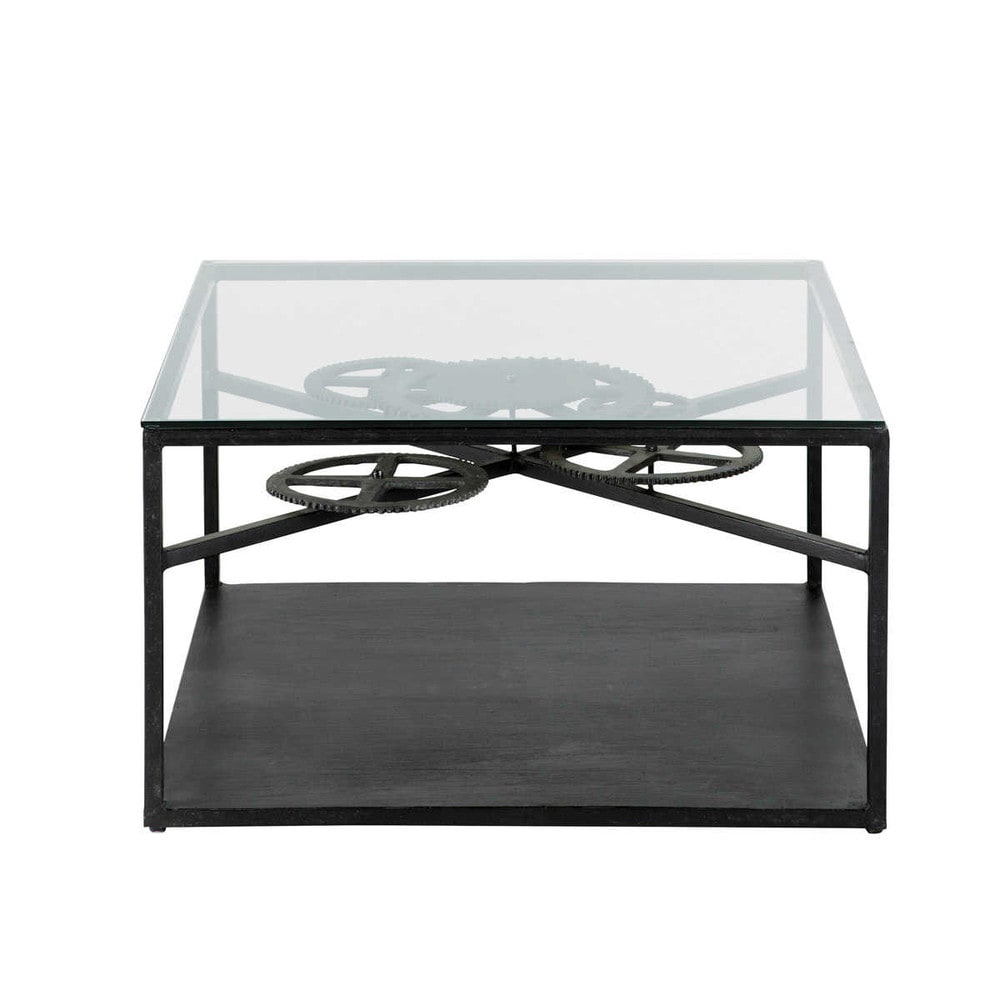 Couchtisch im IndustrialStil aus Glas und Metall, B 80 cm Couchtisch im IndustrialStil aus Glas und Metall, B 80 cm