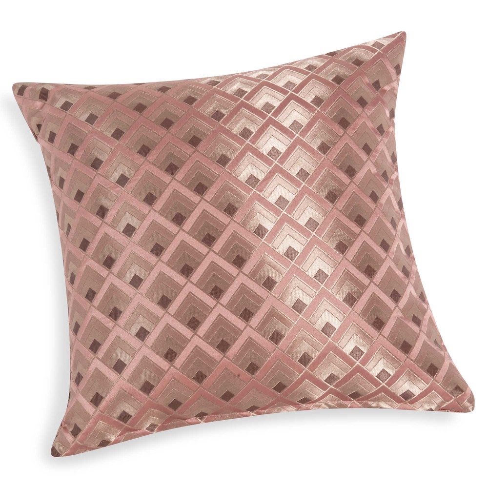 Housse De Coussin Cleo 45x45 Cm Rose/vert - Motif Abstrait Inspiré De Matisse, Broderie Crewel, Tissu Polylin