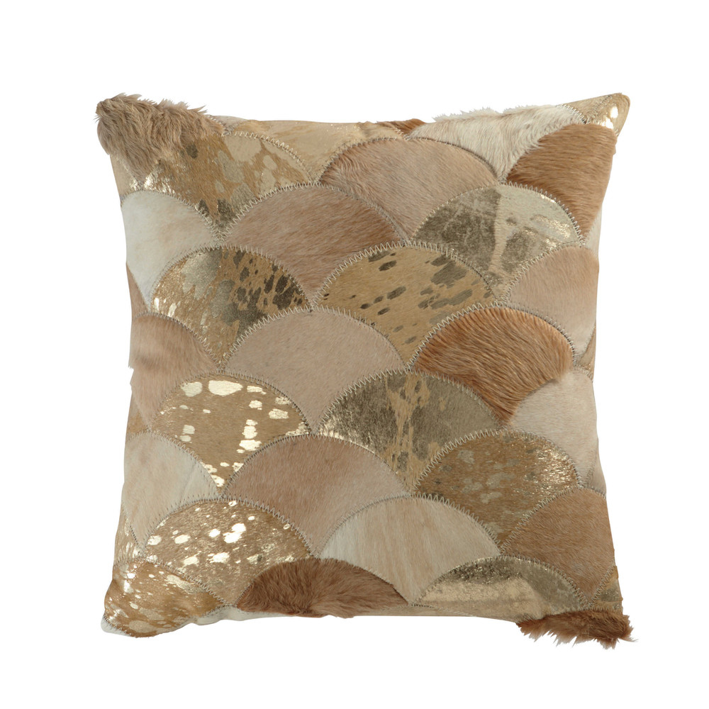 Coussin en cuir beige/doré 45 x 45 cm COVALPER Maisons du Monde