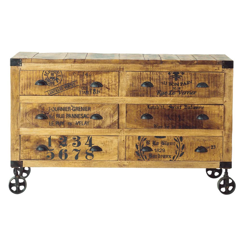 Credenza a rotelle in massello di mango l 150 cm manufacture ...