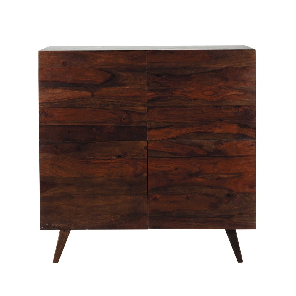 Credenza alta vintage in massello di legno di sheesham scuro l 120 ... Credenza in legno massello