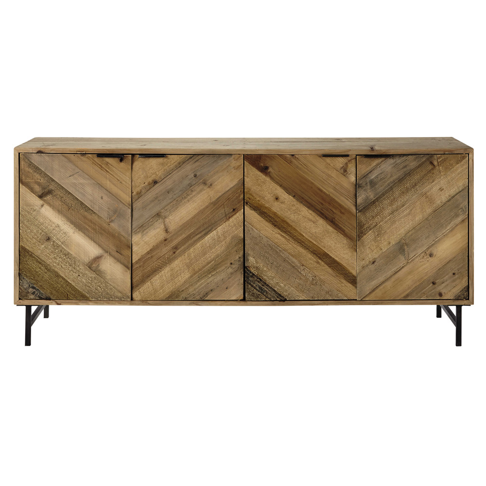 Credenza bassa in legno di pino riciclato L 175 cm Chevron Maisons du