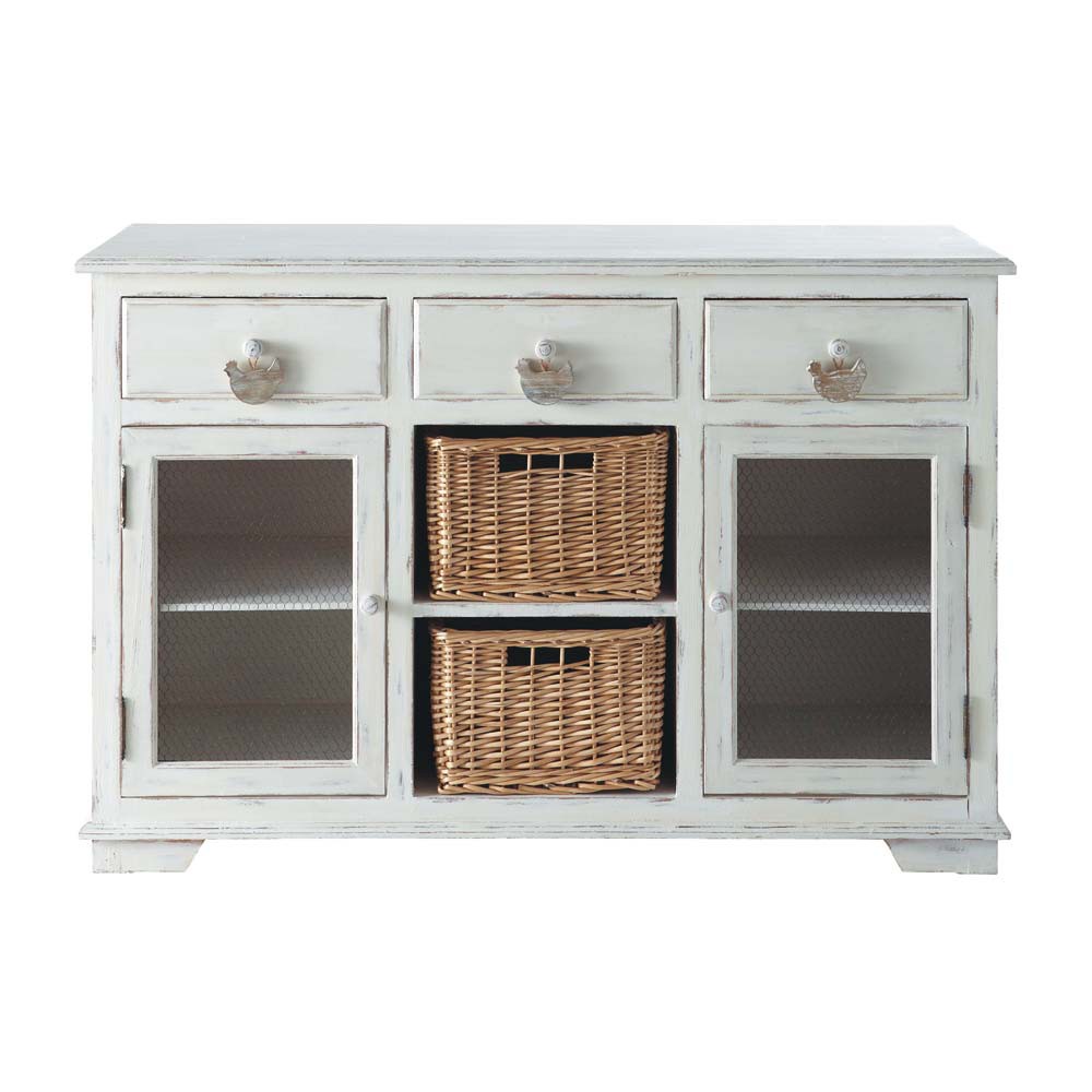 Credenza bianca in legno L 126 cm Basse Cour Maisons du Monde Armário Multiuso Nas Casas Bahia ~ Credenza bianca in legno L 126 cm Basse Cour Maisons du Monde