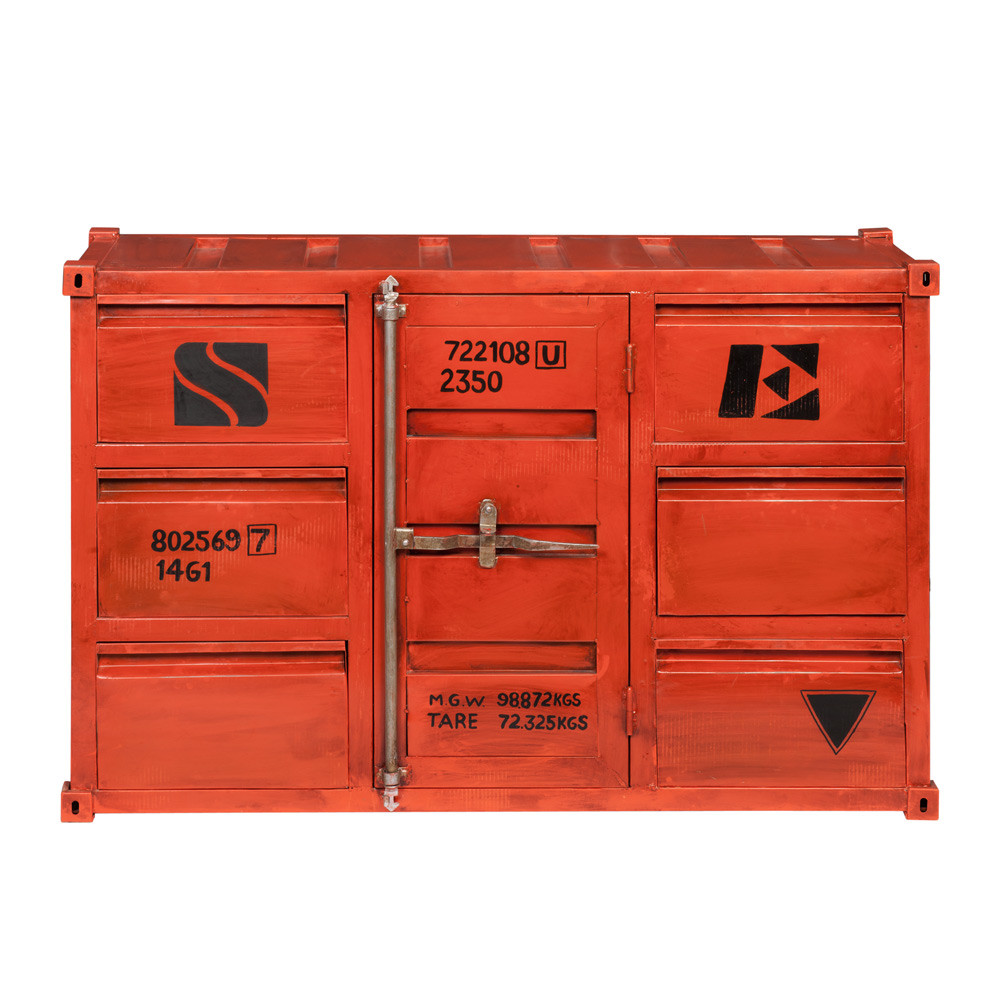 Credenza rossa in metallo a forma di container L 134 cm Carlingue